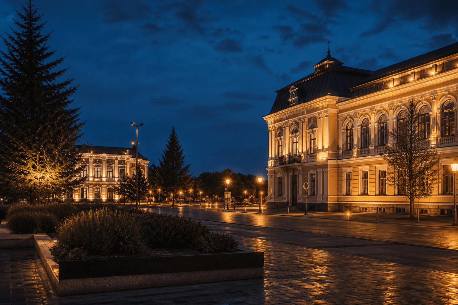 PLACEHOLDER: Stadtzentrum bei warmer Abendstimmung — Escort Bălți (Austauschbild)