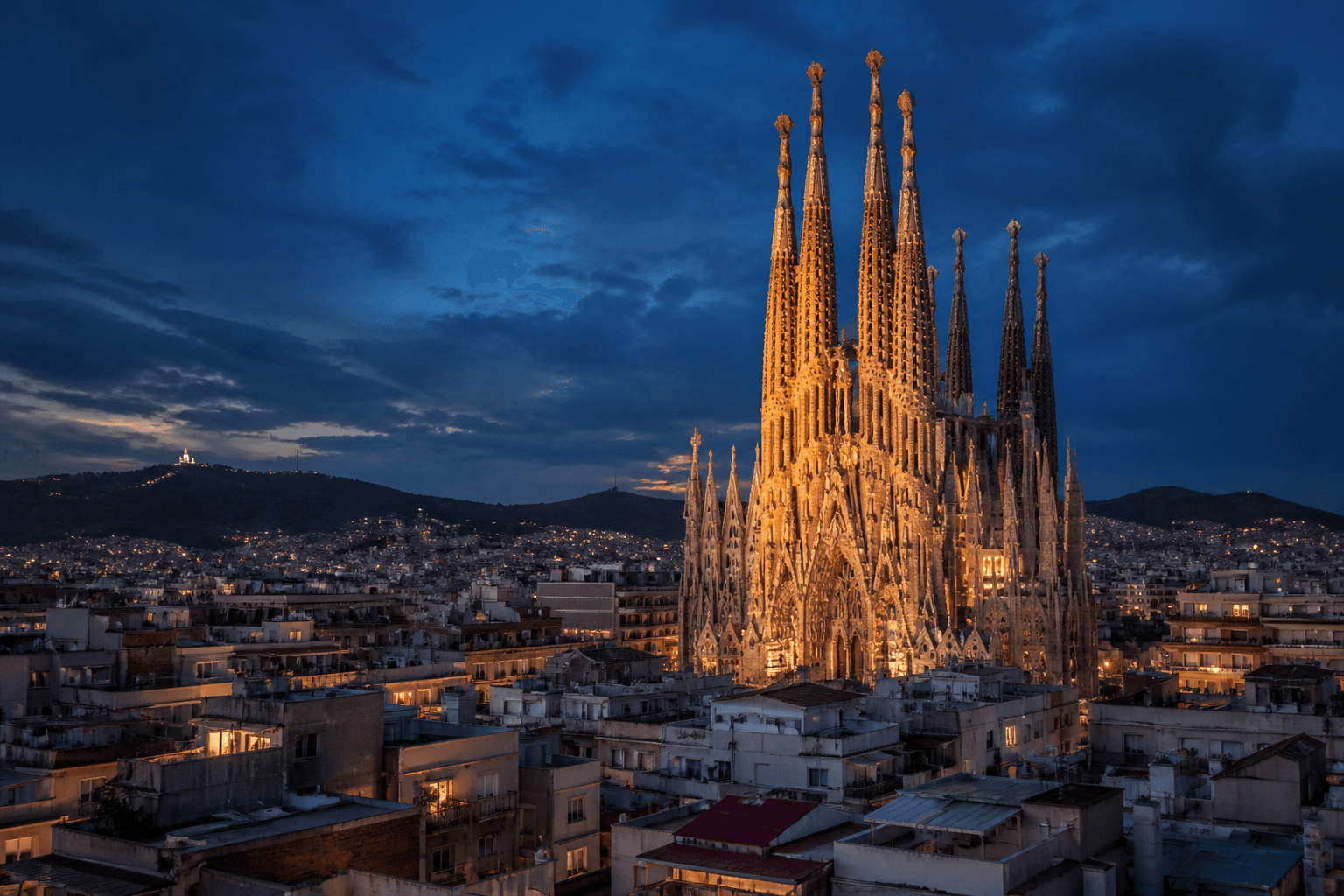 PLACEHOLDER: Sagrada Família und abendliche Skyline — Escort Barcelona (Austauschbild)
