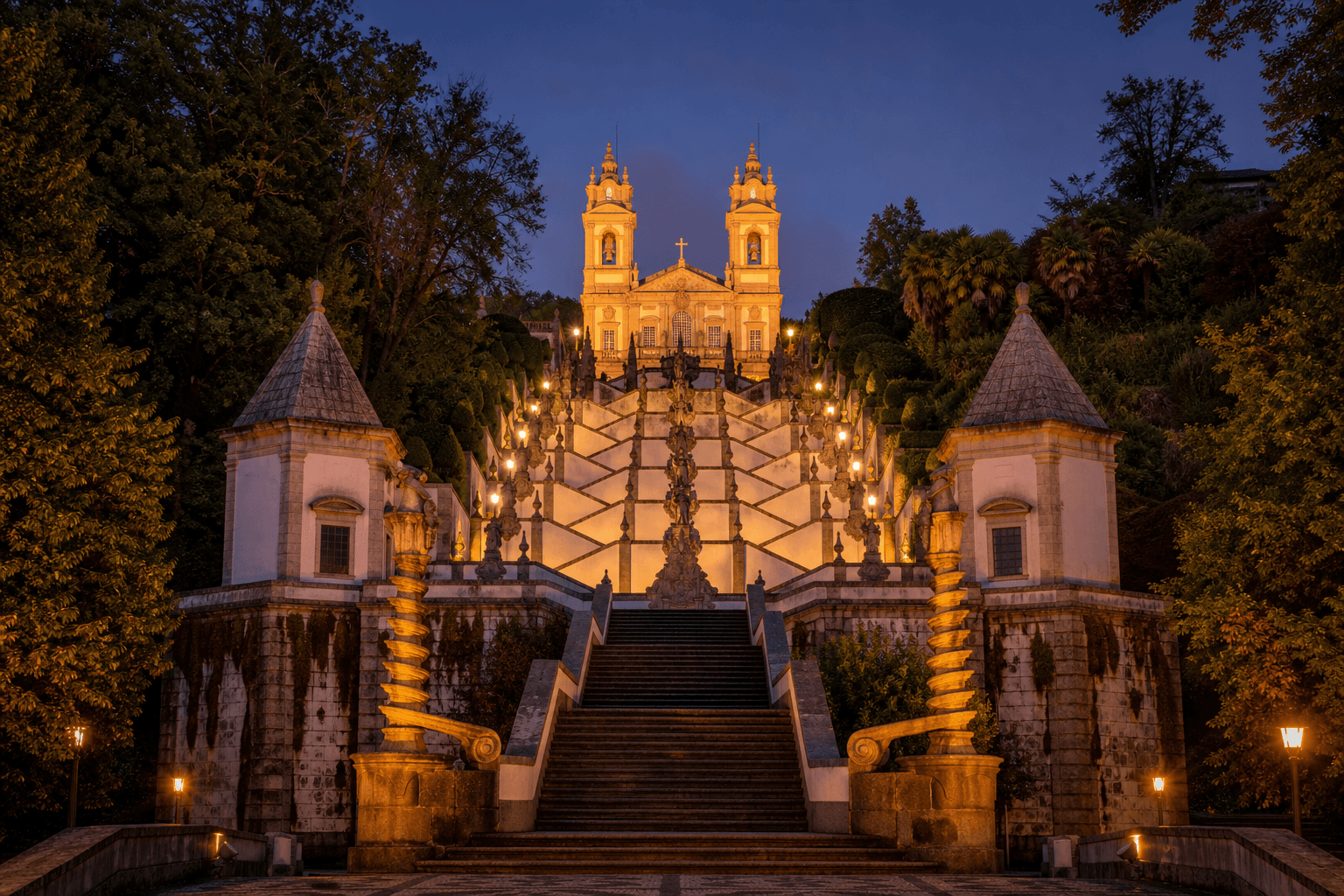 PLACEHOLDER: Bom Jesus und Altstadt bei Dämmerung — Escort Braga (Austauschbild)