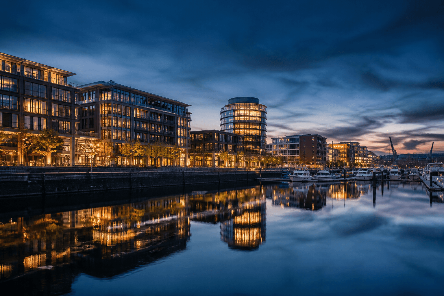 PLACEHOLDER: Innenhafen und abendliche Wasserfront — Escort Duisburg (Austauschbild)