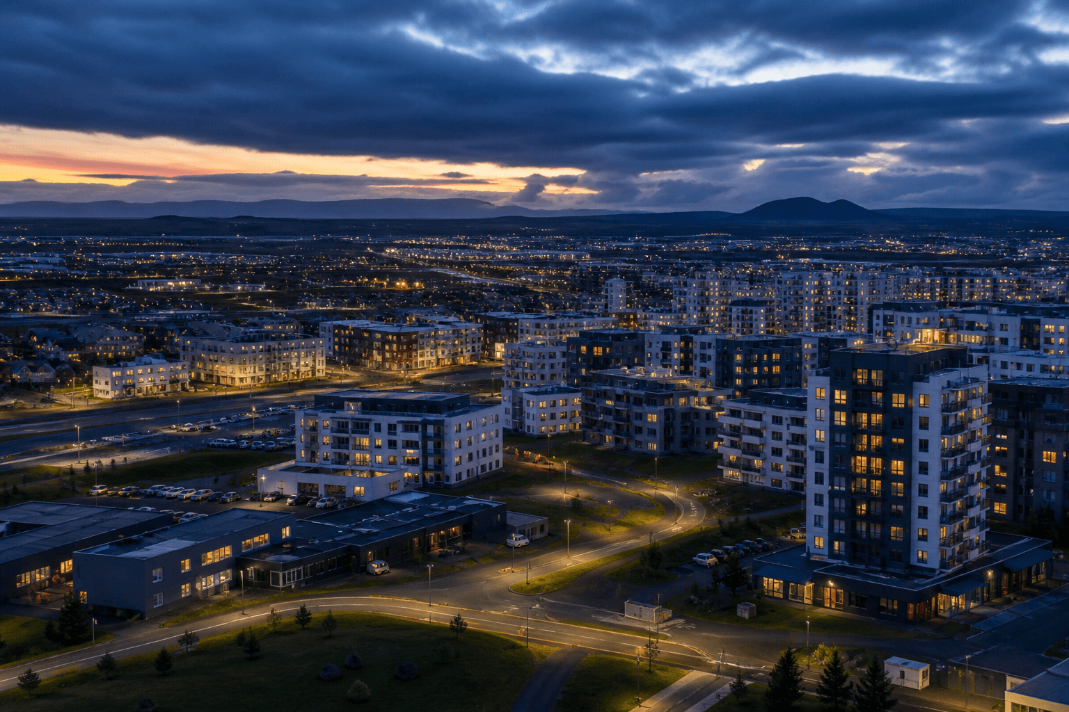 PLACEHOLDER: moderne Skyline und Reykjanes-Horizont — Escort Kópavogur (Austauschbild)