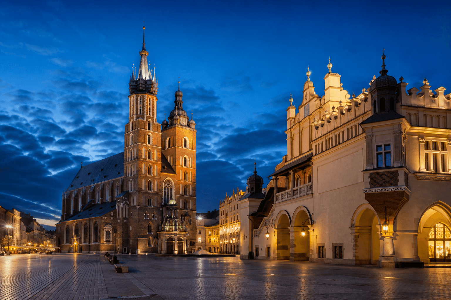 PLACEHOLDER: Rynek Główny und Marienkirche bei Abendlicht — Escort Krakau (Austauschbild)