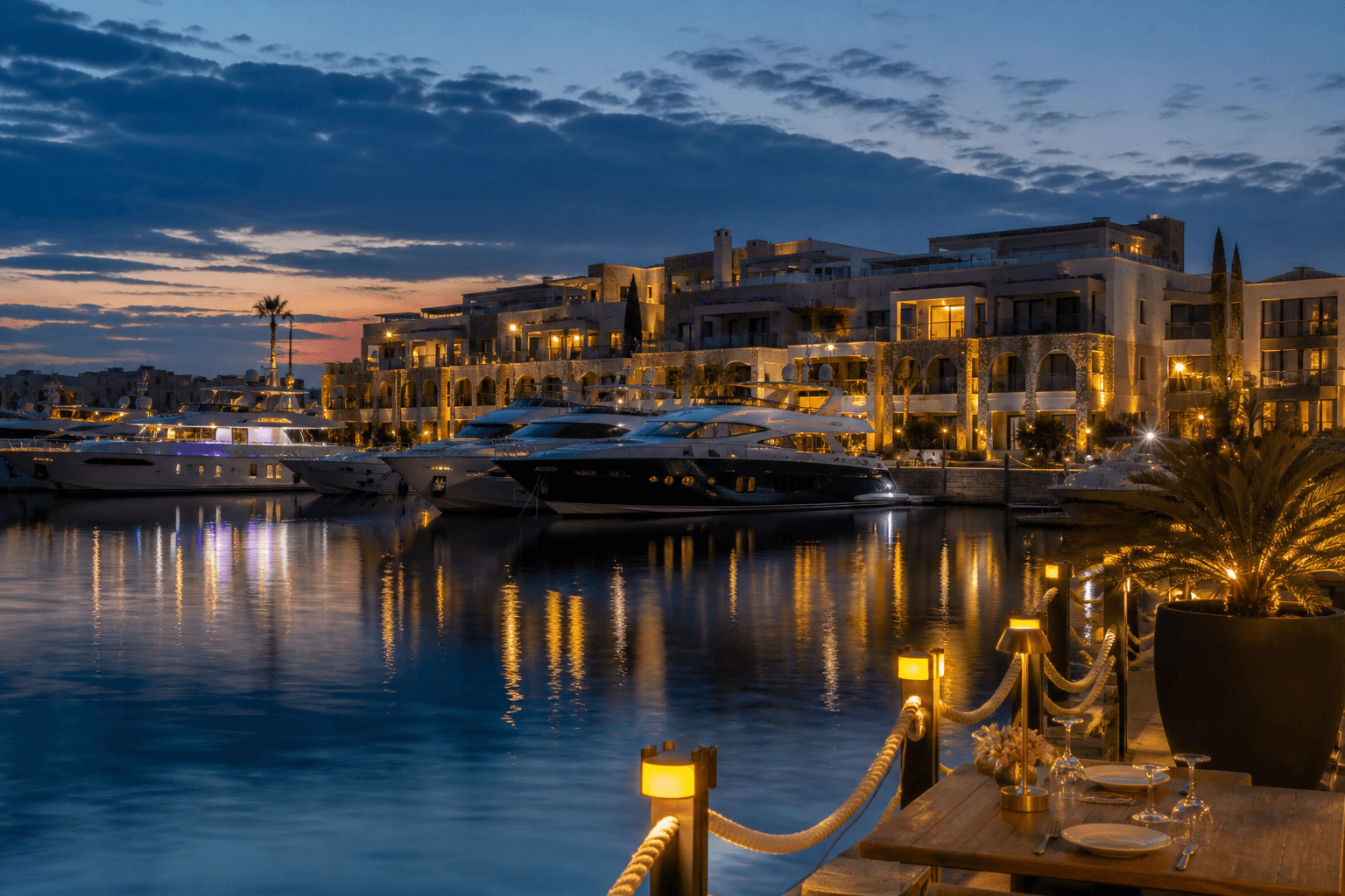 PLACEHOLDER: Marina und Mittelmeer bei Abendstimmung — Escort Limassol (Austauschbild)