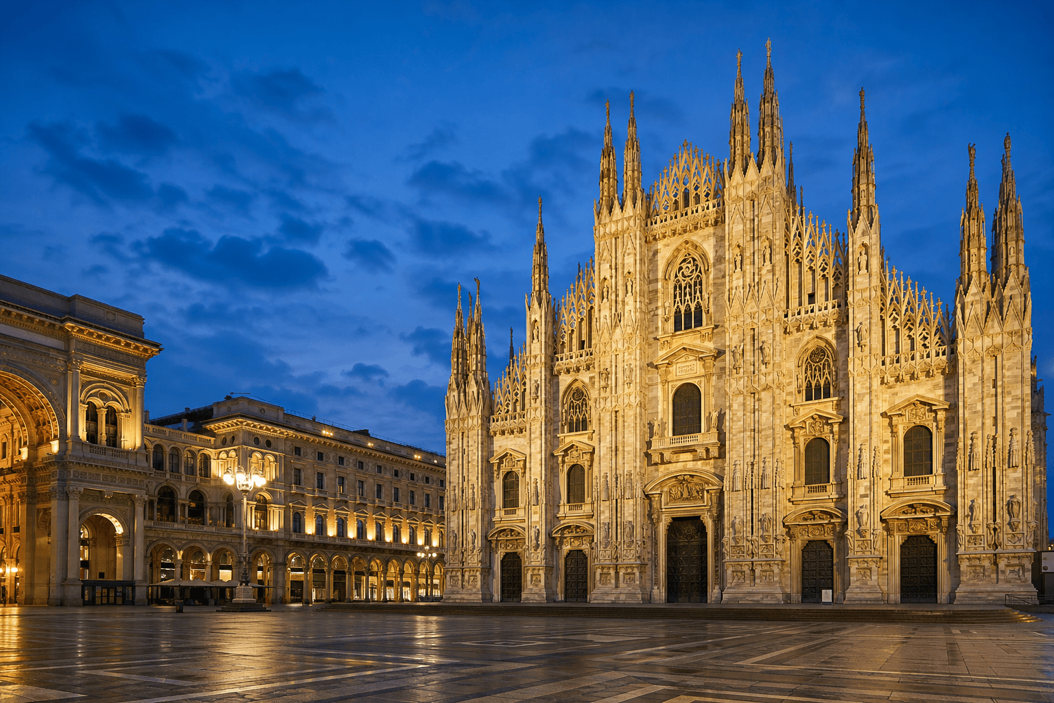 PLACEHOLDER: Duomo di Milano und Piazza bei Abend — Escort Mailand (Austauschbild)