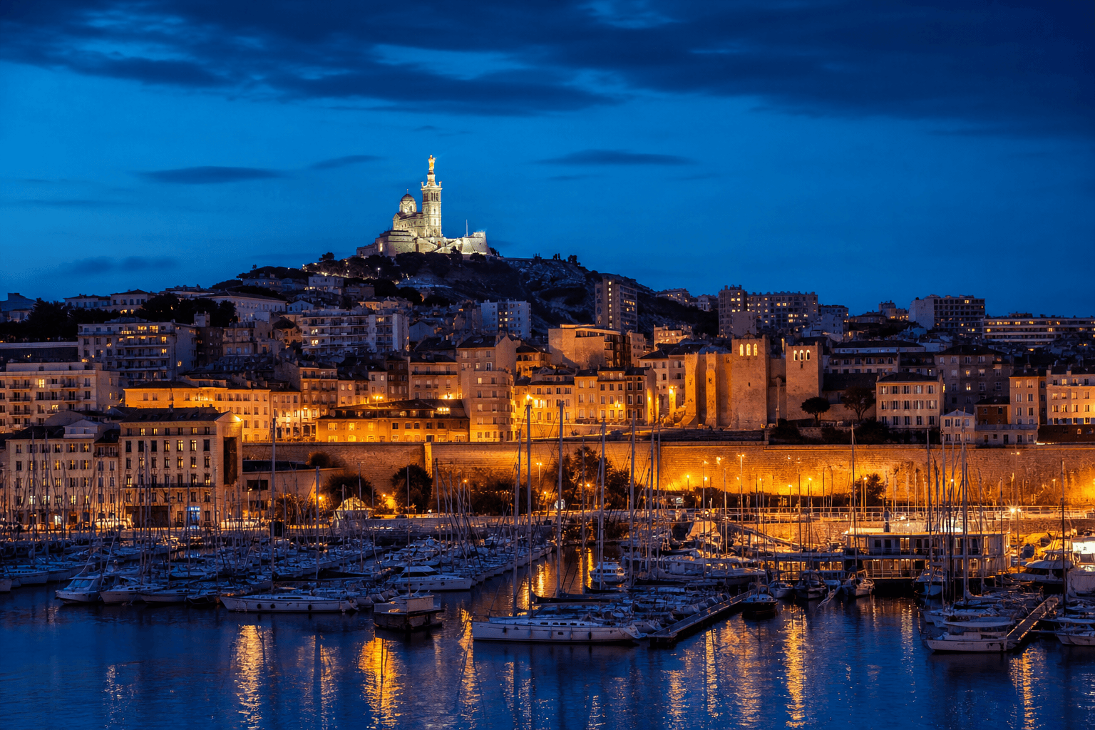 PLACEHOLDER: Vieux-Port und Notre-Dame de la Garde — Escort Marseille (Austauschbild)