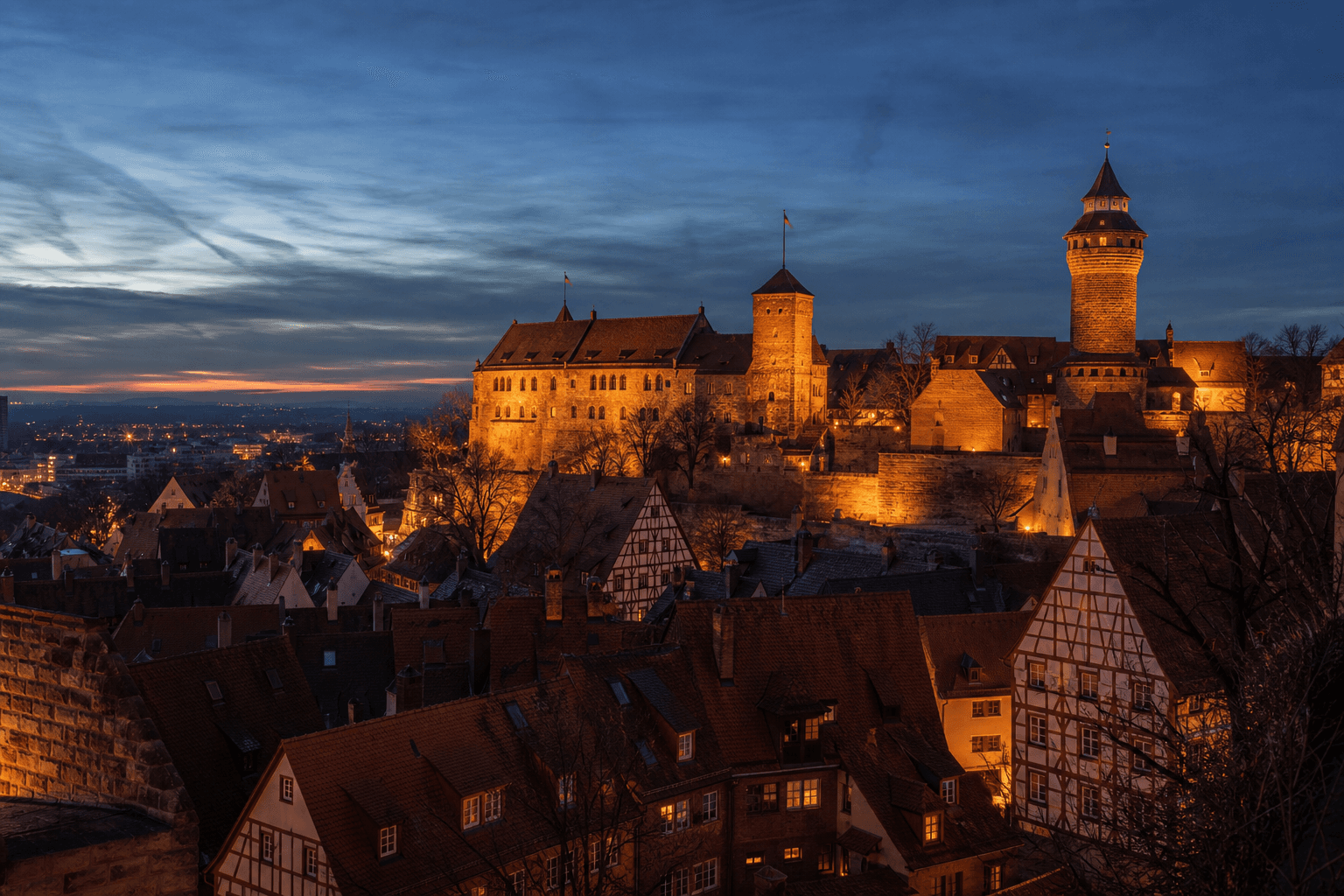 PLACEHOLDER: Kaiserburg und Altstadt bei Abendstimmung — Escort Nürnberg (Austauschbild)