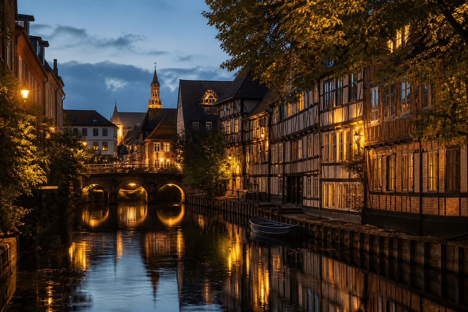PLACEHOLDER: Altstadtkanäle bei warmem Abendlicht — Escort Odense (Austauschbild)