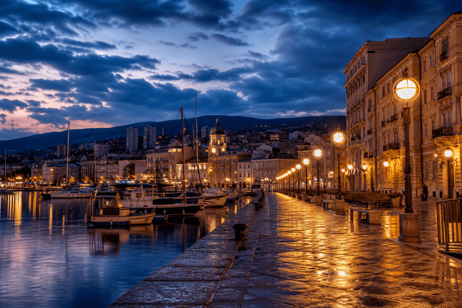 PLACEHOLDER: Hafen und Korzo bei Abendstimmung — Escort Rijeka (Austauschbild)
