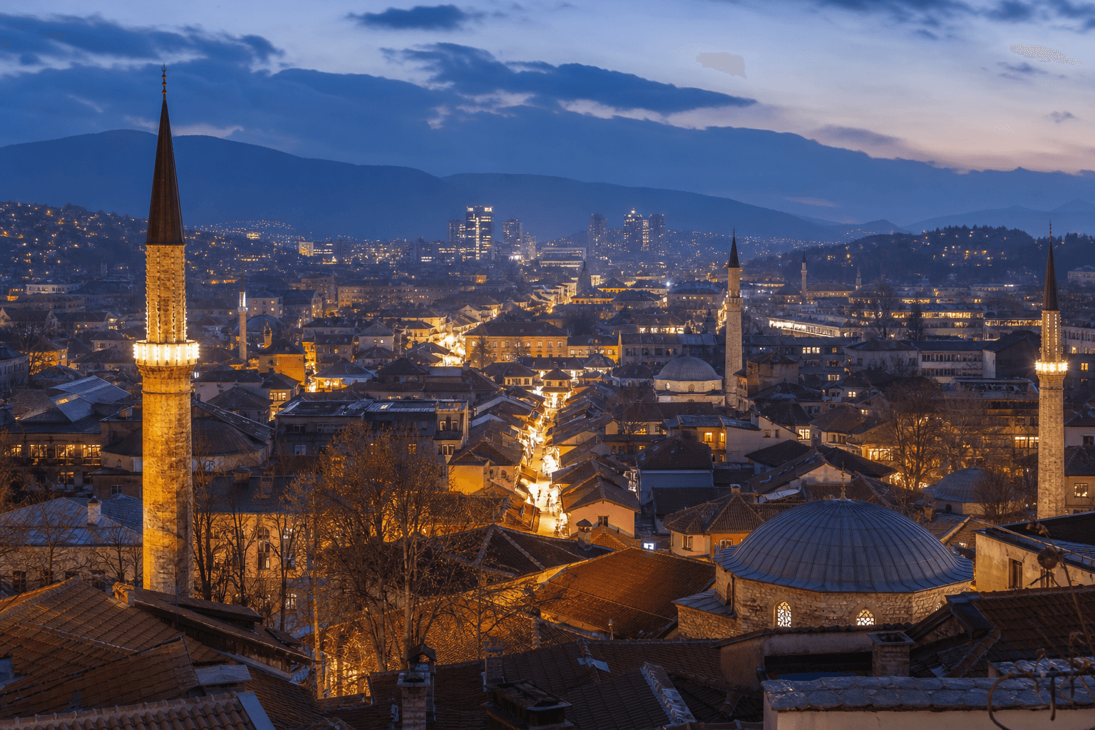 PLACEHOLDER: Baščaršija und Altstadt bei Abendlicht — Escort Sarajevo (Austauschbild)