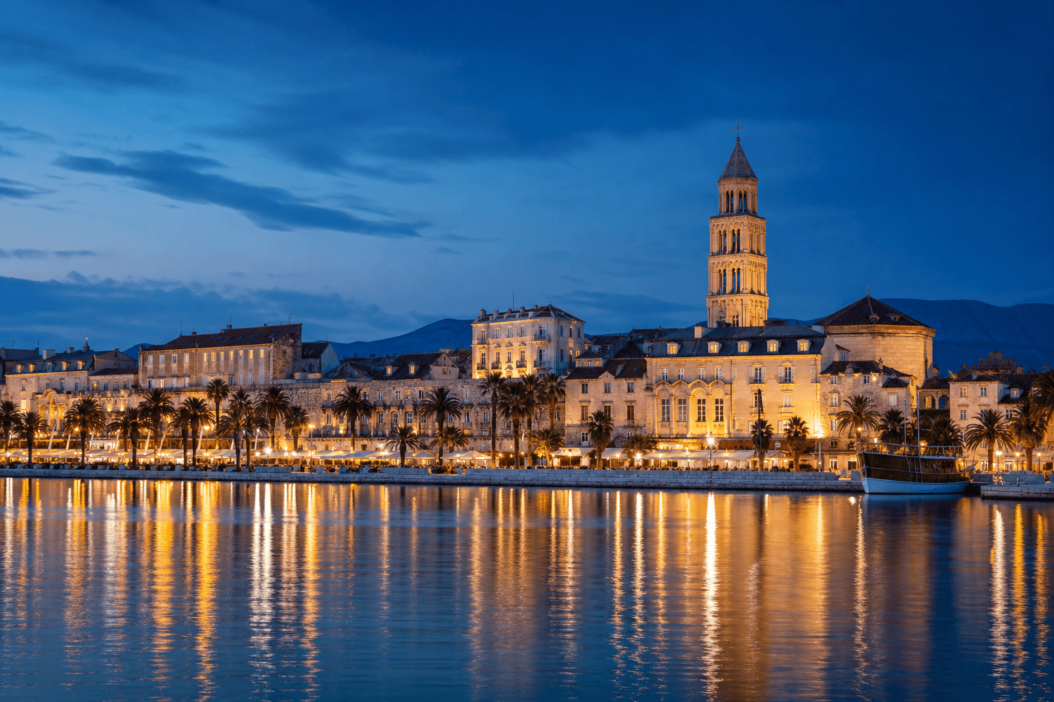 PLACEHOLDER: Diokletianspalast und Adria bei Abendlicht — Escort Split (Austauschbild)