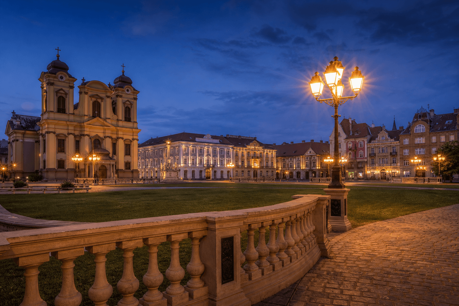 PLACEHOLDER: Piata Unirii und abendliche Altstadt — Escort Timișoara (Austauschbild)