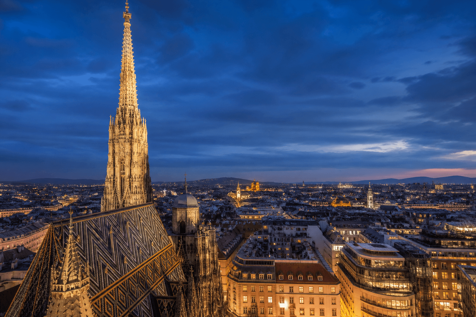 PLACEHOLDER: Stephansdom und abendliche Innere Stadt — Escort Wien (Austauschbild)